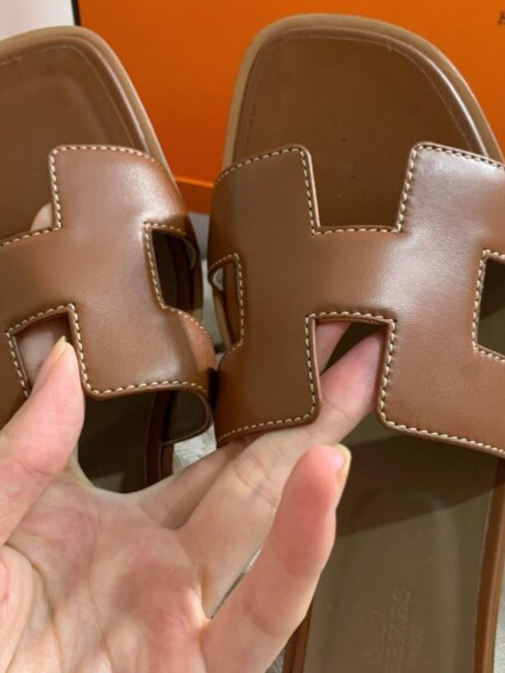 Gold Hermes Oran Sandals - Picture 4 of 4